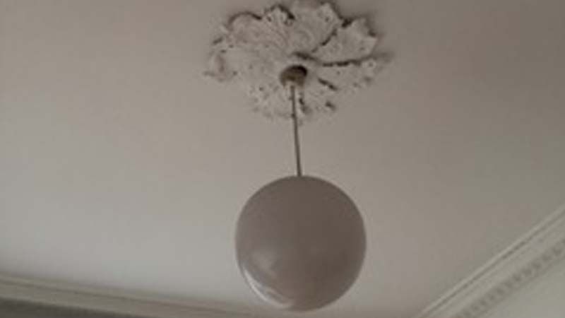 Lath and plaster ceiling coated with Envirograf's intumescent coating for lath & plaster ceilings and walls