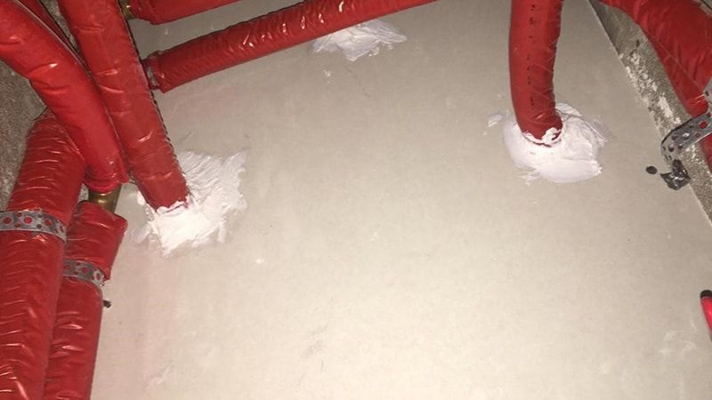 pipe penetrations sealed with fire stopping